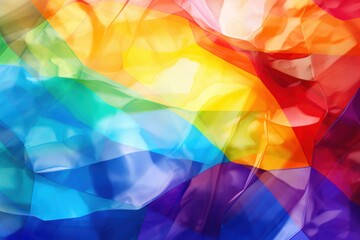 Poster - A rainbow flag composed of stained glass, sunlight streaming through the translucent colors, creating a mesmerizing spectacle