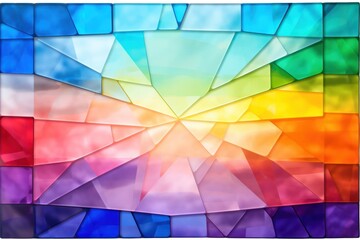 Poster - A rainbow flag composed of stained glass, sunlight streaming through the translucent colors, creating a mesmerizing spectacle