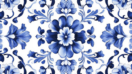  seamless traditional Chinese blue and white porcelain pattern background