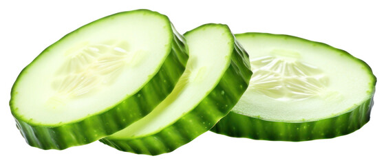 Canvas Print - PNG  Fresh sliced cucumber on white