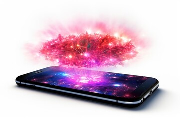 Poster - A symbolic representation of a cell phone signal, conveying the power of communication and connectivity, as the signal bridges the gap between individuals and the vast universe around them.