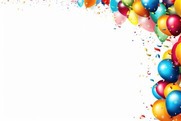 Wall Mural - A vibrant birthday background with colorful balloons, streamers, and confetti