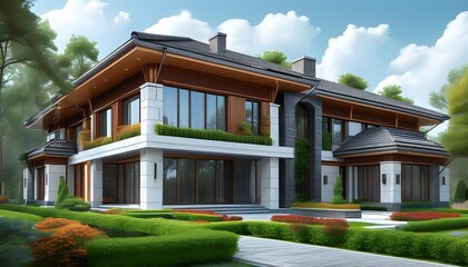 Canvas Print - Detailed architectural blueprint for a modern home design showcasing layout and key features for construction planning