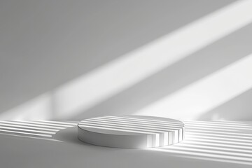 Leinwandbilder - An abstract 3D background for product presentations and brand advertising, with shadows of windows and roofs. Empty scene for mockups.