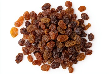 Poster - Raisins isolated on background from flat lay view, with high vitamins and nutrients.