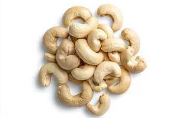 Poster - Peeled heap of popular nuts for agriculture, shown in top view.