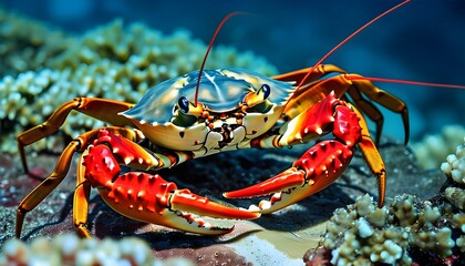 Wall Mural - delicious red crab representing crustacean seafood as a mouthwatering treat from the ocean