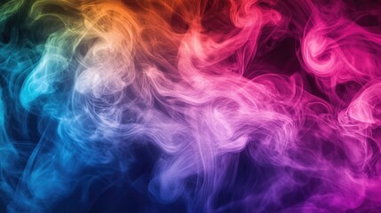 Poster - Vibrant swirls of multicolored smoke against a dark background, creating an ethereal and dynamic abstract effect with rich hues blending together.