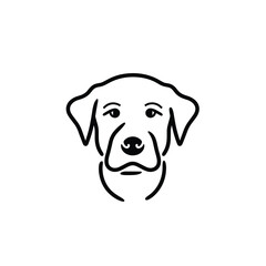 Wall Mural - Minimalist black and white line art of a dog's face, showcasing simplicity and elegance.