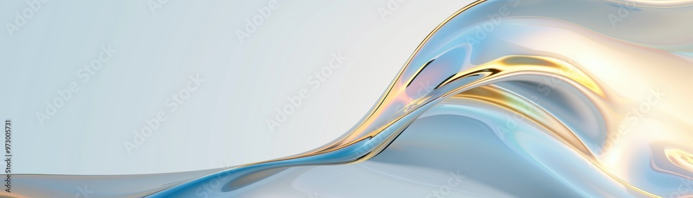 Abstract fluid wave with smooth blending colors and metallic accents ...