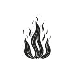 Canvas Print - Abstract illustration of flames in black and white with a textured, grunge effect.