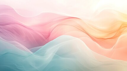 Poster - Abstract pastel background with soft curves and gentle waves in muted tones, ideal for creating a dreamy, calming visual aesthetic.