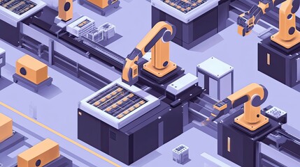 Poster - Automated Manufacturing Line with Robotic Arms and Conveyors