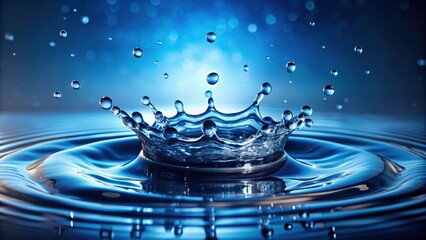 Aufkleber - Water droplets creating a beautiful splash on the surface, water, splash, droplets, ripples, liquid, motion, nature