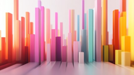 Aufkleber - a colorful 3d bar graph on a clean white background, with bars of different heights representing fin