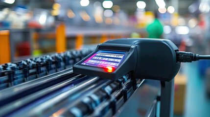 Poster - Automated Barcode Scanner on Conveyor Belt in Factory
