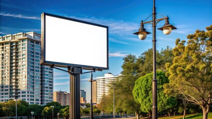 Aufkleber - Empty billboard on a street lamp during daytime, blank, advertising, city, urban, street, empty, clear sky