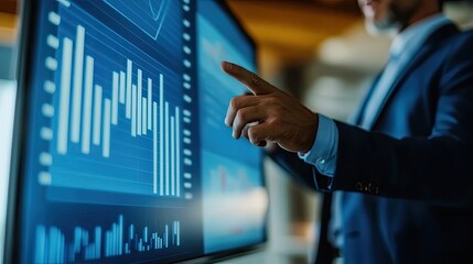 Poster - Businessman Analyzing Data on a Large Screen