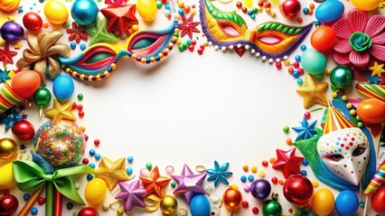 Colorful border of festive party decorations and carnival elements, festive, party, carnival, border, colorful