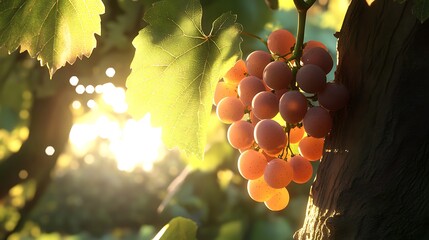 Wall Mural - Close-up of a ripe bunch of grapes ready for harvest
