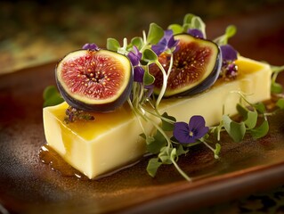 a gourmet dish featuring figs soft cheese