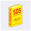 © wijas - Isometric SDS document with hazard pictogram vector illustration. Safety data sheet for chemical material.