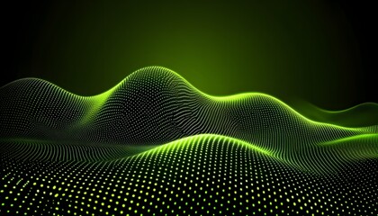 Poster - Abstract Green Dotted Wavy Background