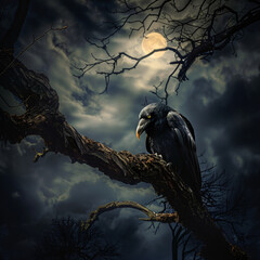 Free photo animal in spooky forest under moonlight