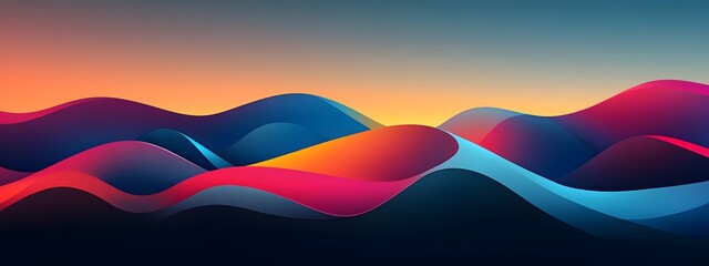 Wall Mural - Colorful background with a gradient, a vector illustration of an abstract, colorful, wavy mountain landscape