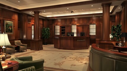 Poster - Elegant Lobby with Wooden Interior