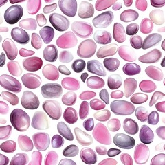 Wall Mural - Watercolor Pink and Purple Stones Seamless Pattern