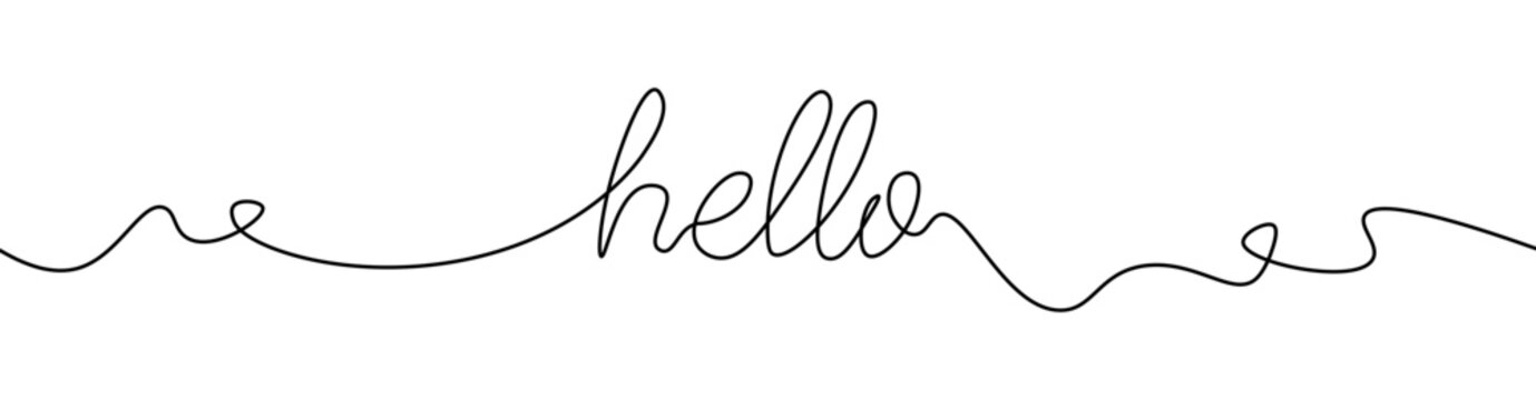 Curve handwriting hello continuous line drawing design vector