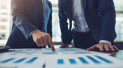 Poster - Businessmen Examining Financial Charts and Graphs