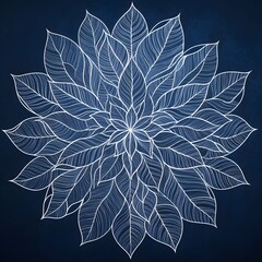 Wall Mural - Abstract Blue and White Floral Mandala