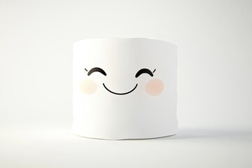 Wall Mural - White Cylinder with Smiling Face and Pink Cheeks