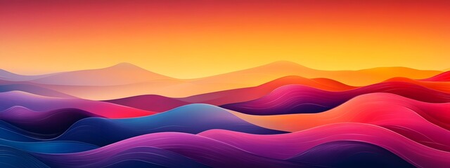 Wall Mural - Colorful background with a gradient, a vector illustration of an abstract, colorful, wavy mountain landscape