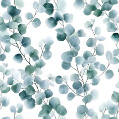 Canvas Print - Watercolor Eucalyptus Leaves Seamless Pattern