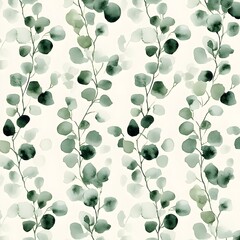 Sticker - Watercolor Eucalyptus Leaves Seamless Pattern