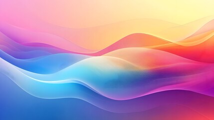 Canvas Print - Colorful background with a gradient, a vector illustration of an abstract, colorful, wavy mountain landscape