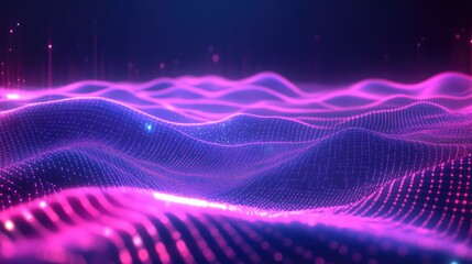 Poster - A futuristic abstract background with glowing lines and grids, resembling a digital landscape.