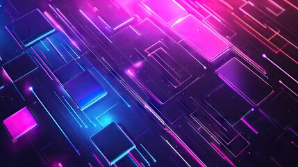 Poster - A futuristic abstract background with neon lines and geometric shapes, glowing in the dark.