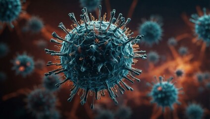 Closeup of a coronavirus particle.