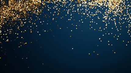 Wall Mural - Golden confetti falling on a blue background.