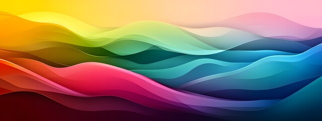 Wall Mural - Colorful background with a gradient, a vector illustration of an abstract, colorful, wavy mountain landscape