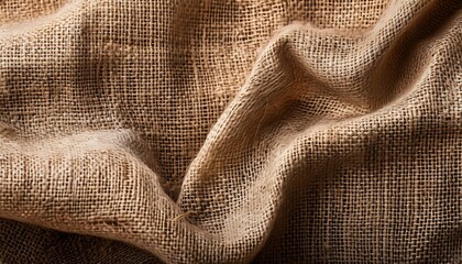 Poster - Natural burlap fabric forming wavy folds, ideal for textured background