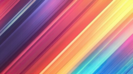 Poster - A vibrant, abstract background featuring diagonal stripes in a rainbow of colors, with a slight gradient.