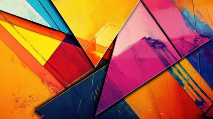 Fototapete - A vibrant, abstract background with bold, contrasting colors and sharp, angular shapes. -