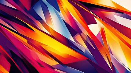 Fototapete - A vibrant, abstract background with bold, contrasting colors and sharp, angular shapes. -