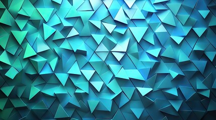 Leinwandbilder - Abstract background with a geometric pattern of triangles in varying shades of blue and green.