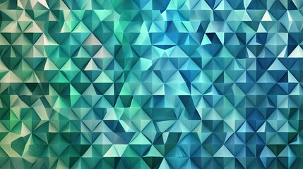 Leinwandbilder - Abstract background with a geometric pattern of triangles in varying shades of blue and green. -